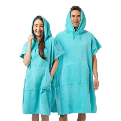 Handduks Poncho Korallblå - Large/X-Large