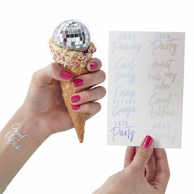 Tatueringar Silver Good Vibes - 16-pack