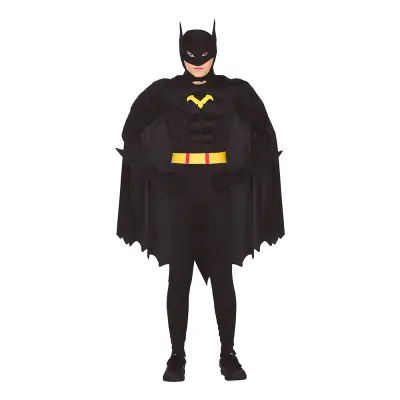 Superhjälte med Muskler Svart Teen Maskeraddräkt - One size