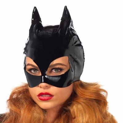 Svart Katt Mask i Vinyl - One size