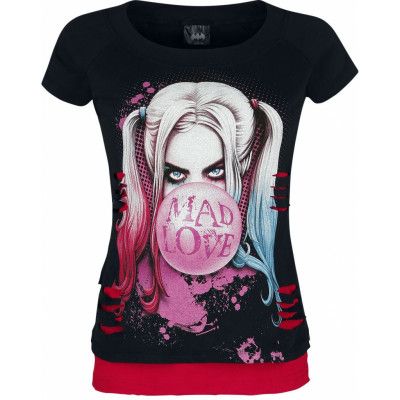 Batman - DC Comics T-shirt - Harley Quinn - Mad Love - M XXL - för Dam - svart/röd