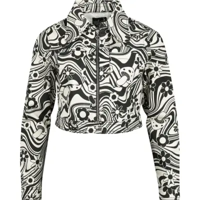 Hell Bunny - Rockabilly Mellansäsongsjacka - Penny Jacket - S M - för Dam - beige/svart