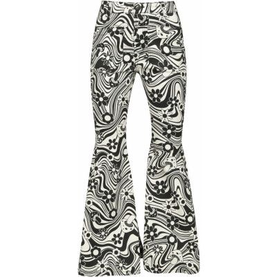 Hell Bunny - Rockabilly Tygbyxor - Penny Trousers - XS S - för Dam - beige/svart