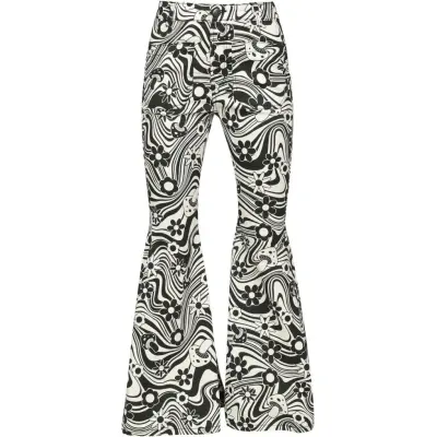 Hell Bunny - Rockabilly Tygbyxor - Penny Trousers - XS S - för Dam - beige/svart
