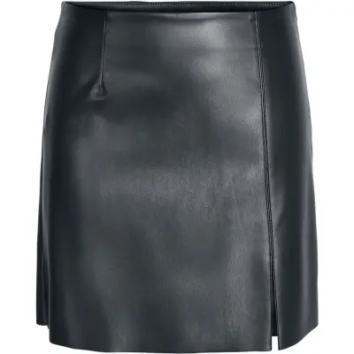 Noisy May Kort kjol - NMClara Penny PU Highwaist Slit Skirt - XS XL - för Dam - svart