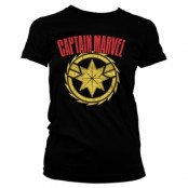 Captain Marvel Distressed Logo Girly Tee, T-Shirt