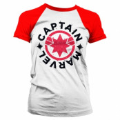 Captain Marvel Round Shield Baseball Girly Tee, T-Shirt