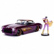DC Comics Batgirl Chevy Corvette 1957 metal car + figure set