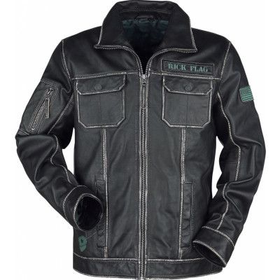 Suicide Squad - DC Comics Läderjacka - 2 - Rick Flag - S M - för Herr - svart