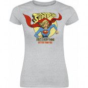 Supergirl - DC Comics T-shirt - Does everything better than you - S XXL - för Dam - gråmelerad