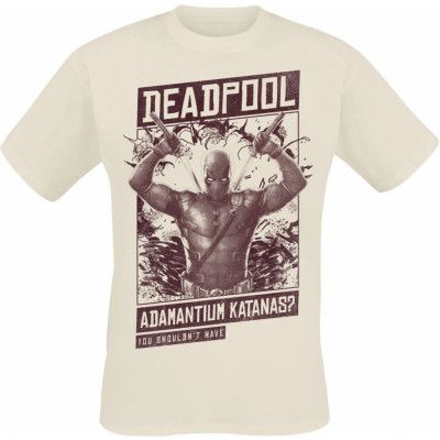 Deadpool - Marvel T-shirt - 3 - Adamantium Katanas - S XL - för Herr - naturfärgad
