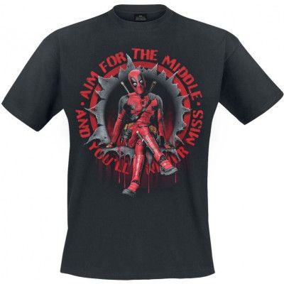 Deadpool - Marvel T-shirt - Aim For The Middle - L XXL - för Herr - svart