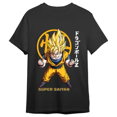 Dragon Ball Z Goku Super Saiyan Kanji adult t-shirt