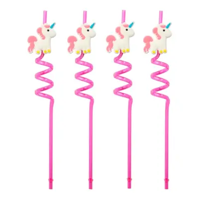 Återanvändbara Sugrör Enhörning - 4-pack