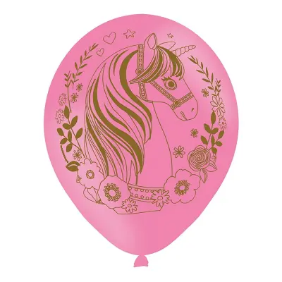 Ballonger Enhörningshuvud Rosa - 6-pack