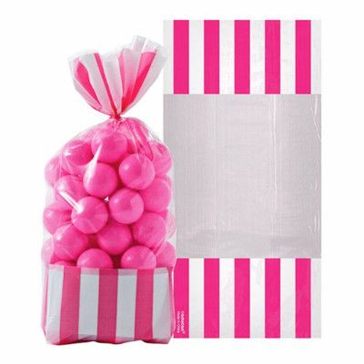 Cellofanpåsar Rosa Randiga - 10-pack