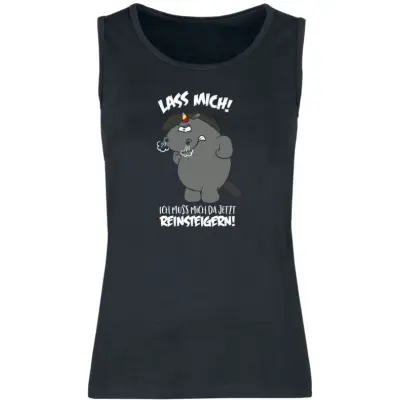 Chubby Unicorn - Enhörning Linnen - Grummeleinhorn - Lass mich! Ich muss mich da jetzt reinsteigern! - S 3XL - för Dam - svart