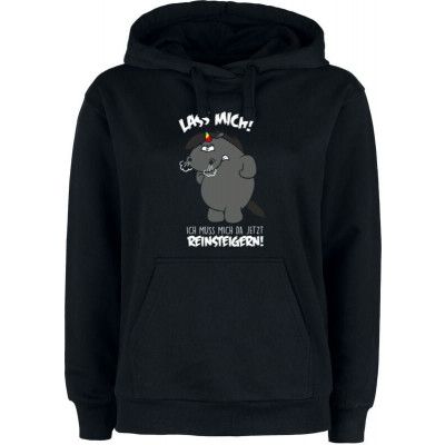 Chubby Unicorn - Enhörning Luvtröja - Lass mich! Ich muss mich da jetzt reinsteigern! - S XL - för Dam - svart