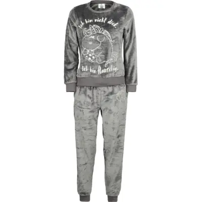 Chubby Unicorn - Enhörning Pyjamas - Ich bin nicht dick. Ich bin flauschig. - M L - för Dam - grå