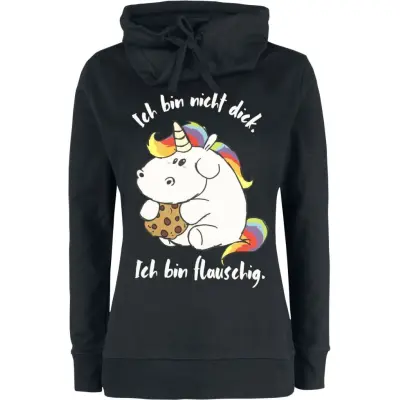 Chubby Unicorn - Enhörning Sweatshirt - Ich bin nicht dick. Ich bin flauschig. - S M - för Dam - svart