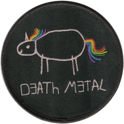 Death Metal Unicorn - Fun Tygmärke - Einhorn - för None - svart