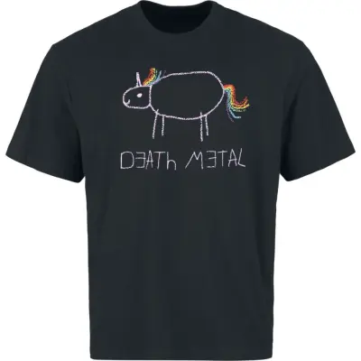 Death Metal Unicorn - Fun Oversize T-shirt - Death Metal Unicorn Oversize - S 3XL - för Herr - svart