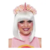 Diadem Enhörning Pastellrosa med Blommor - One size