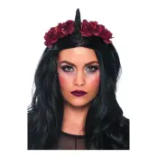 Enhörning Diadem Svart med Rosor Deluxe - One size