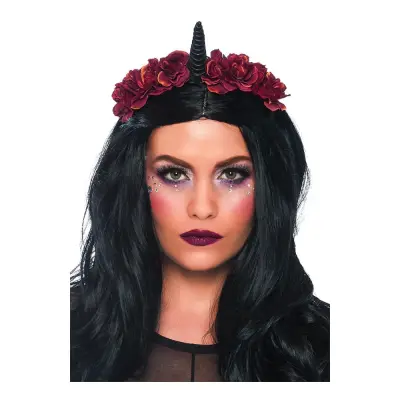 Enhörning Diadem Svart med Rosor Deluxe - One size