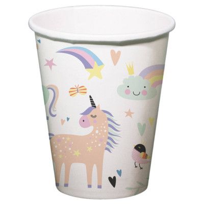 Enhörning Regnbåge Pappersmugg 6-pack