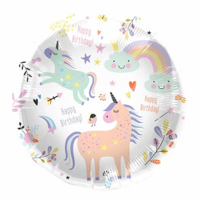 Folieballong Unicorns&Rainbows Happy Birthday