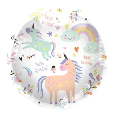 Folieballong Unicorns&Rainbows Happy Birthday