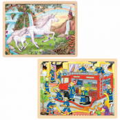 GOKI - Unicorn & Firefighting, Puzzle - 2 x 48 pieces