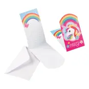 Inbjudningskort Enhörning med Fjäril - 8-pack