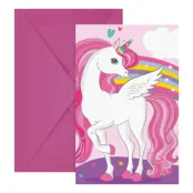Inbjudningskort Unicorn - 6-pack