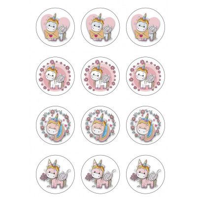 Muffinsbilder Unicorn / Enhörning 12-pack