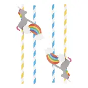 Papperssugrör med Enhörningar - 8-pack