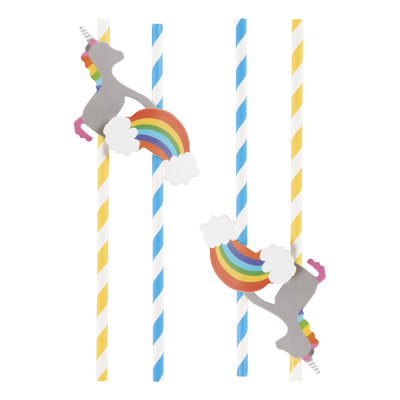 Papperssugrör med Enhörningar - 8-pack