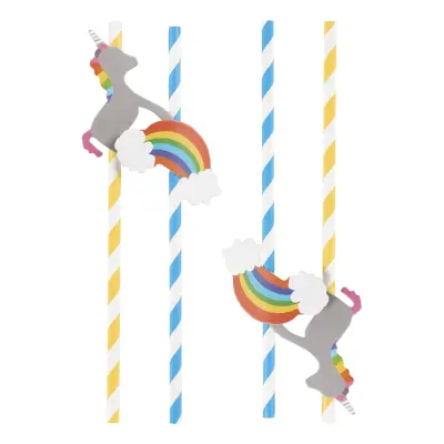 Papperssugrör med Enhörningar - 8-pack