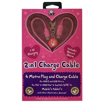 Pink Charge Cable With Unicorn Charm Pink