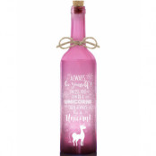 Pink Unicorn - LED-Lampa med Flaskform och Lysdioder 29 cm