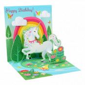 Pop-Up Kort Mini Unicorn Happy Birthday - 7x7