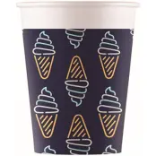 Procos 90580 Party Cups Neon Flamingo Unicorn Ice Cream Cardboard Pack of 8