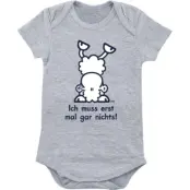 sheepworld - Enhörning Body - Ich muss erst mal gar nichts! - 50/56 74/80 - för barn - gråmelerad