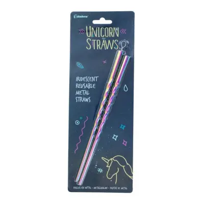 Sugrör Metall Enhörningshorn - 2-pack