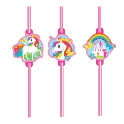 Sugrör Unicorn Rainbow papp 8-pack