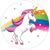 Tårtbild / oblat Enhörning / Unicorn 14 cm