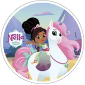 Tårtbild / oblat Nella på enhörningen, 21 cm