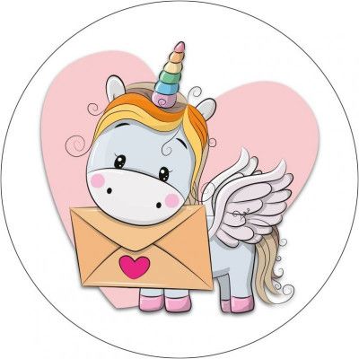 Tårtbild Unicorn / Enhörning - med brev