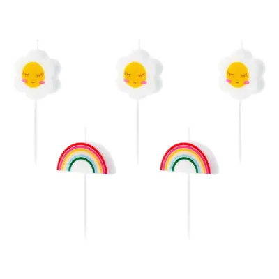 Tårtljus Blommor & Regnbågar - 5-pack